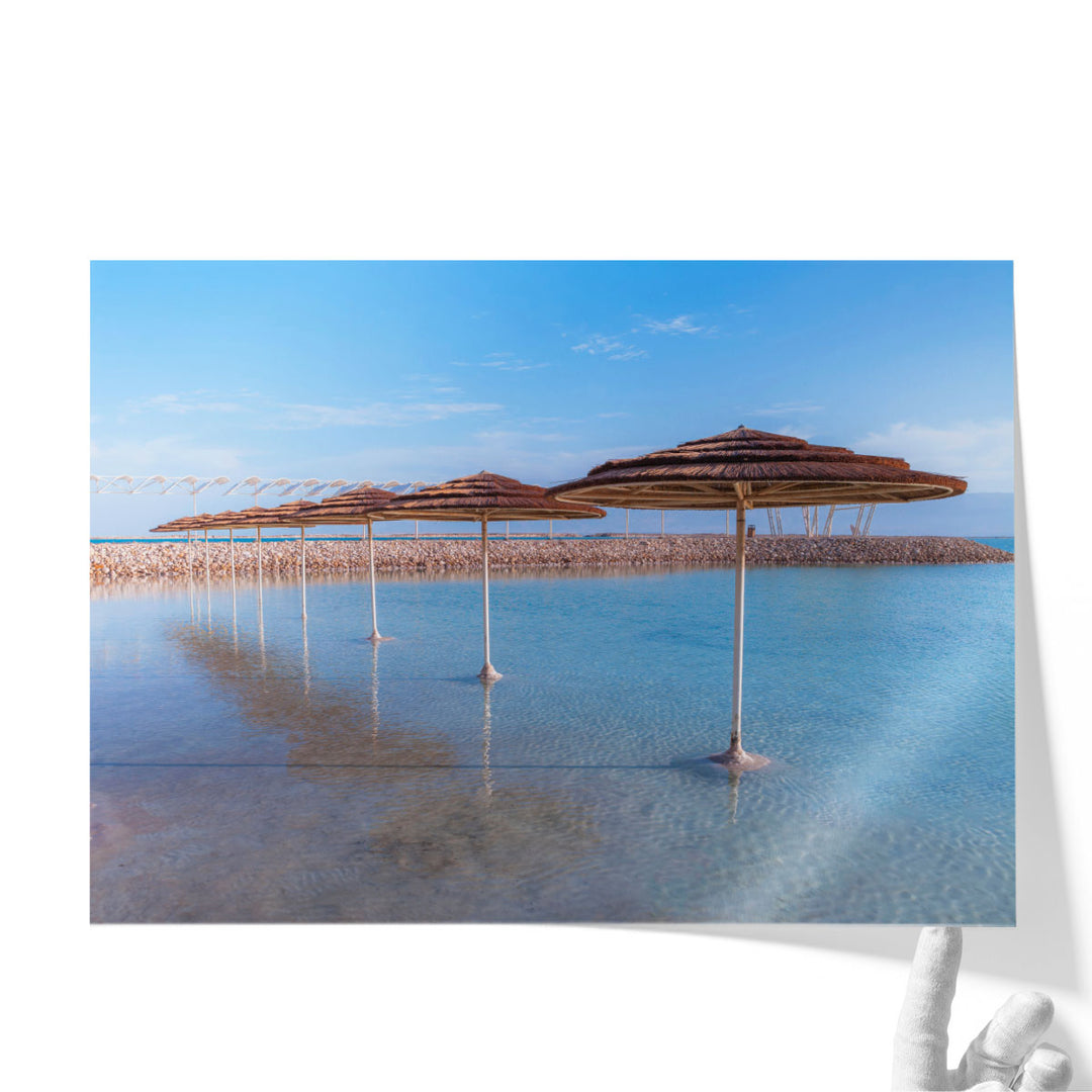 Parasol On Dead Sea, Israel - Canvas Print Wall Art