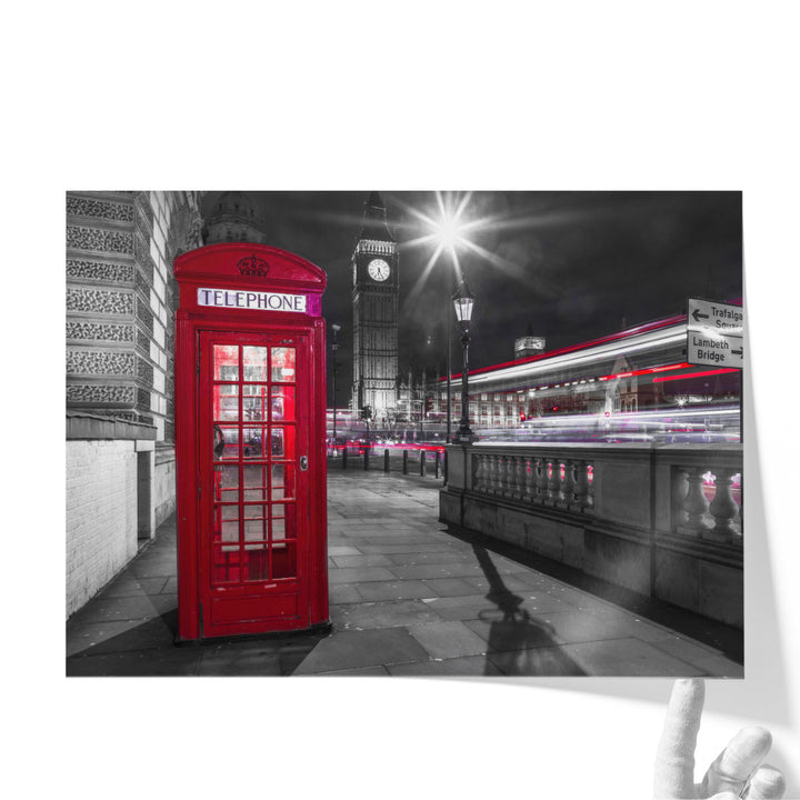 Telephone Box With Big Ben, London - Canvas Print Wall Art