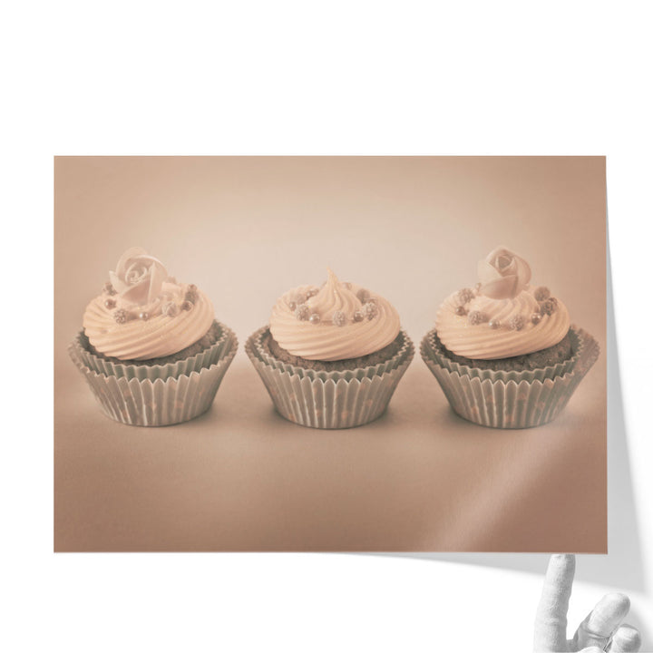 dining room wall art – cupcakes on neutral backdrop
