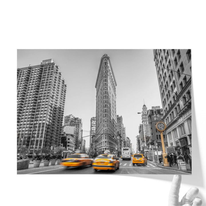 Yellow Taxis, Flatiron Building, Manhattan, New York - Canvas Print Wall Art