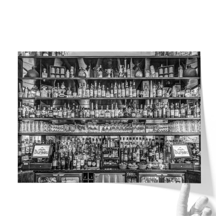 Interior of a Bar in Birmingham, UK Black and White - Canvas Print Wall Art