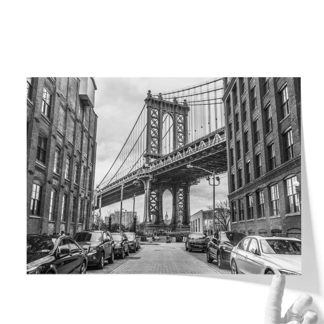 Manhattan Bridge from a Street, New York - Canvas Print Wall Art