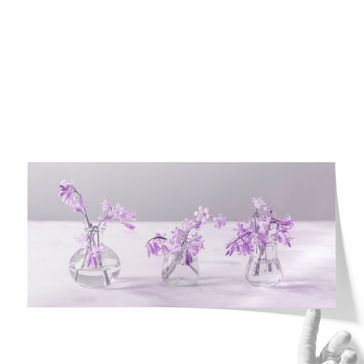 Bluebells in Glass Bottles II - Canvas Print Wall Art