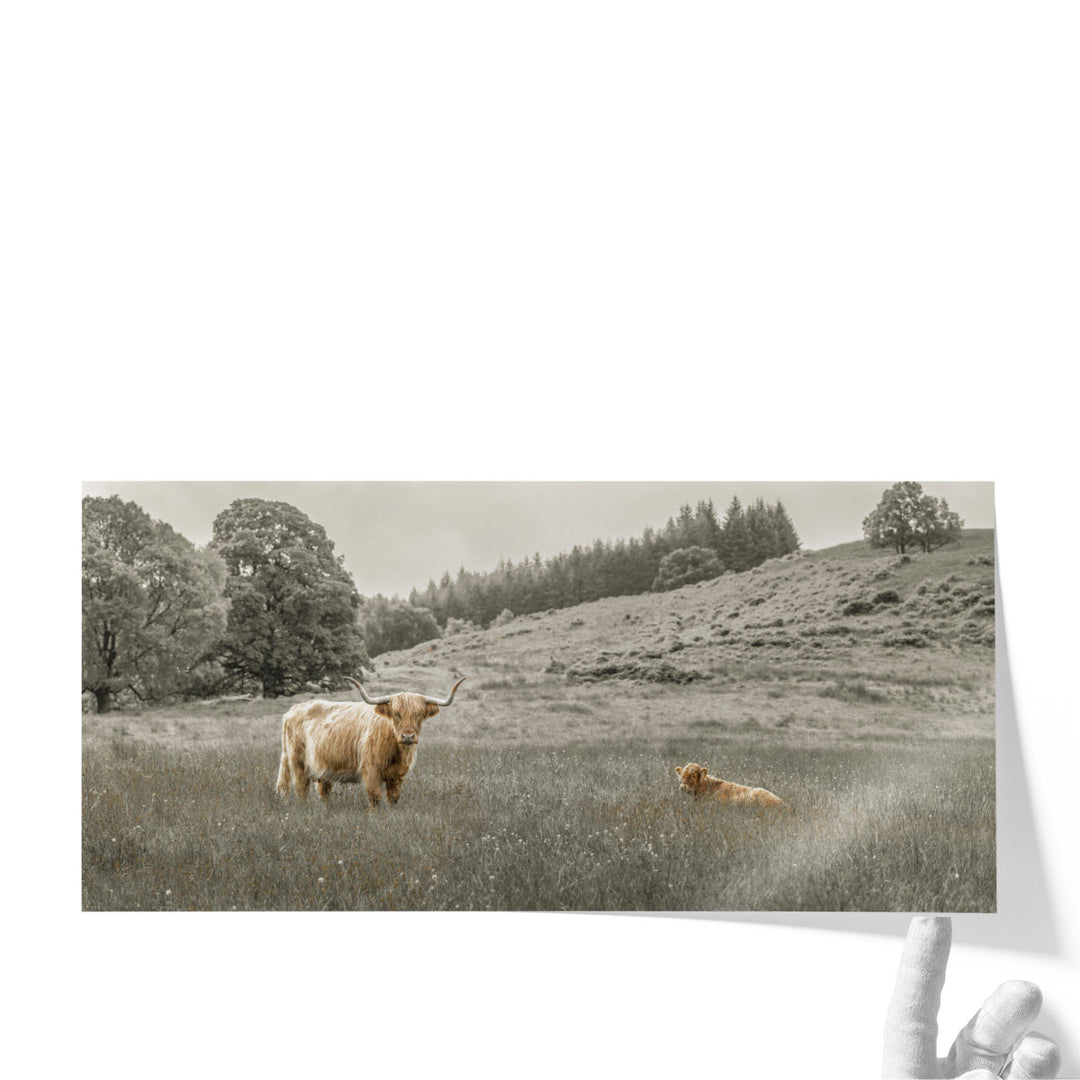 Large landscape canvas art for farmhouse with cow