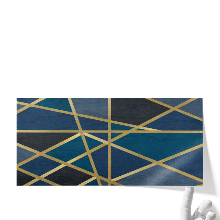 Gold and Blue Maze - Canvas Print Wall Art