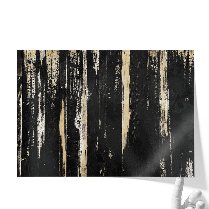 Gold Streaks Black and White - Canvas Print Wall Art
