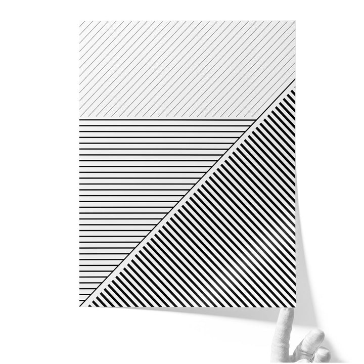 Geo Lines 2 Black and White - Canvas Print Wall Art