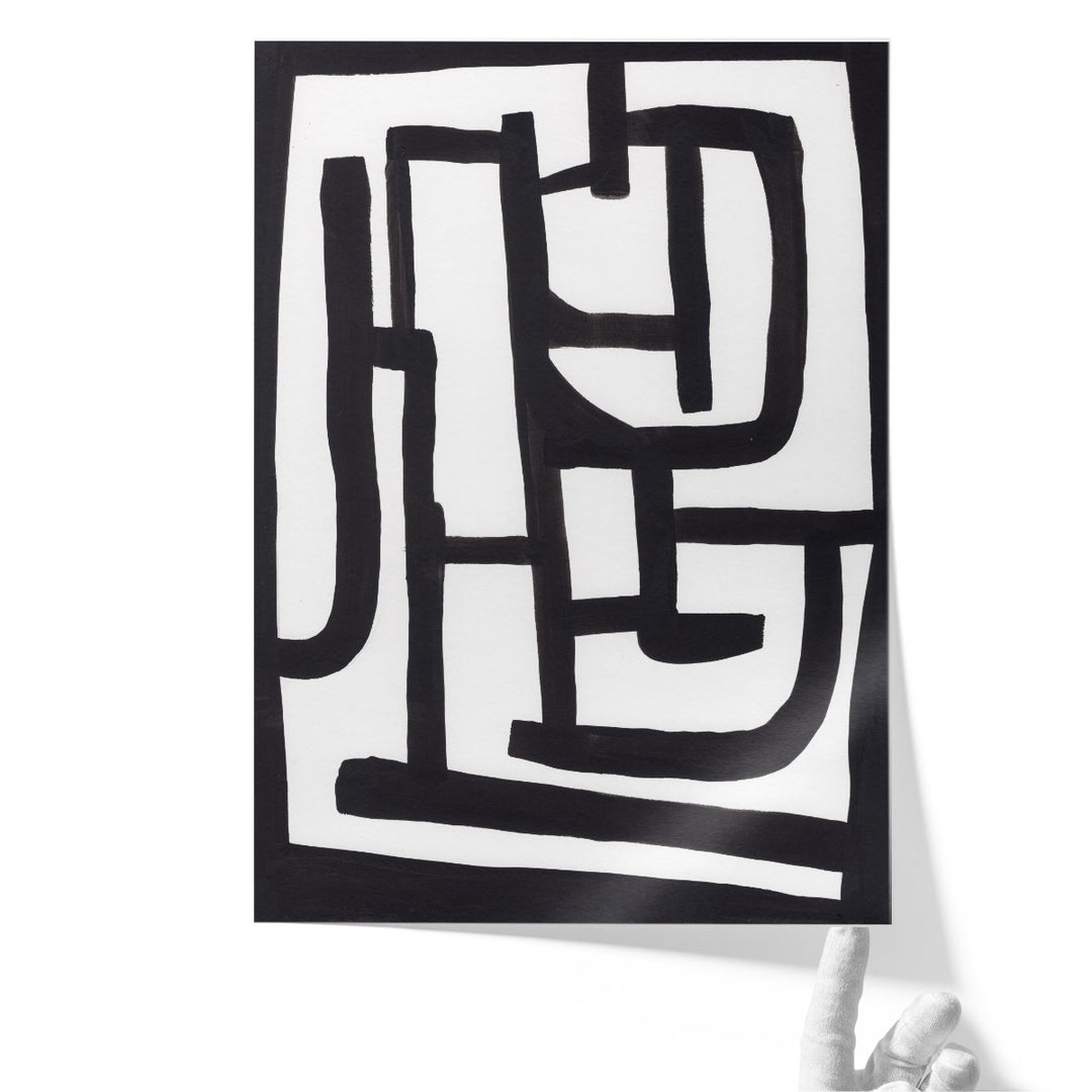 Abstract 2 Black and White - Canvas Print Wall Art