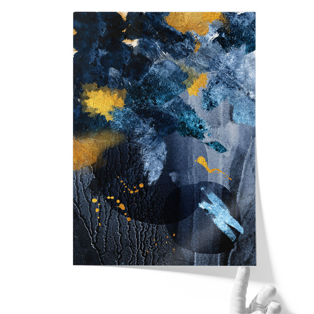Abstract Blue and Gold - Canvas Print Wall Art