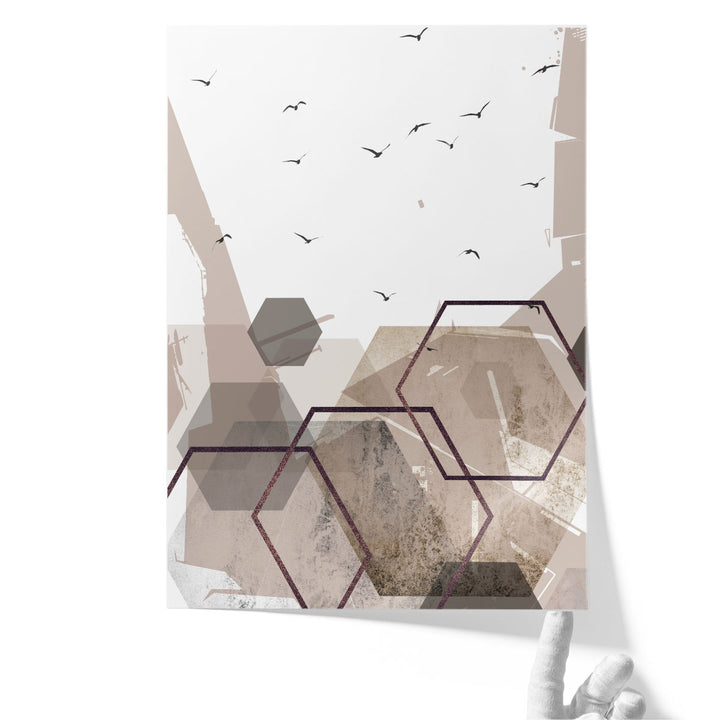 Abstract Hexagons Beige 2 - Canvas Print Wall Art