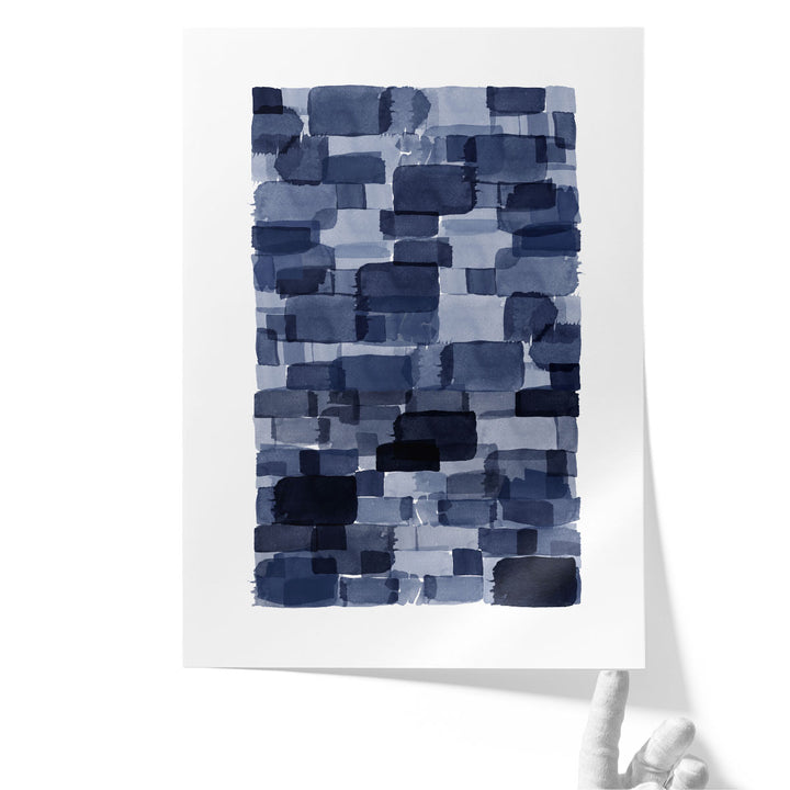Navy Blue Watercolor Block - Canvas Print Wall Art
