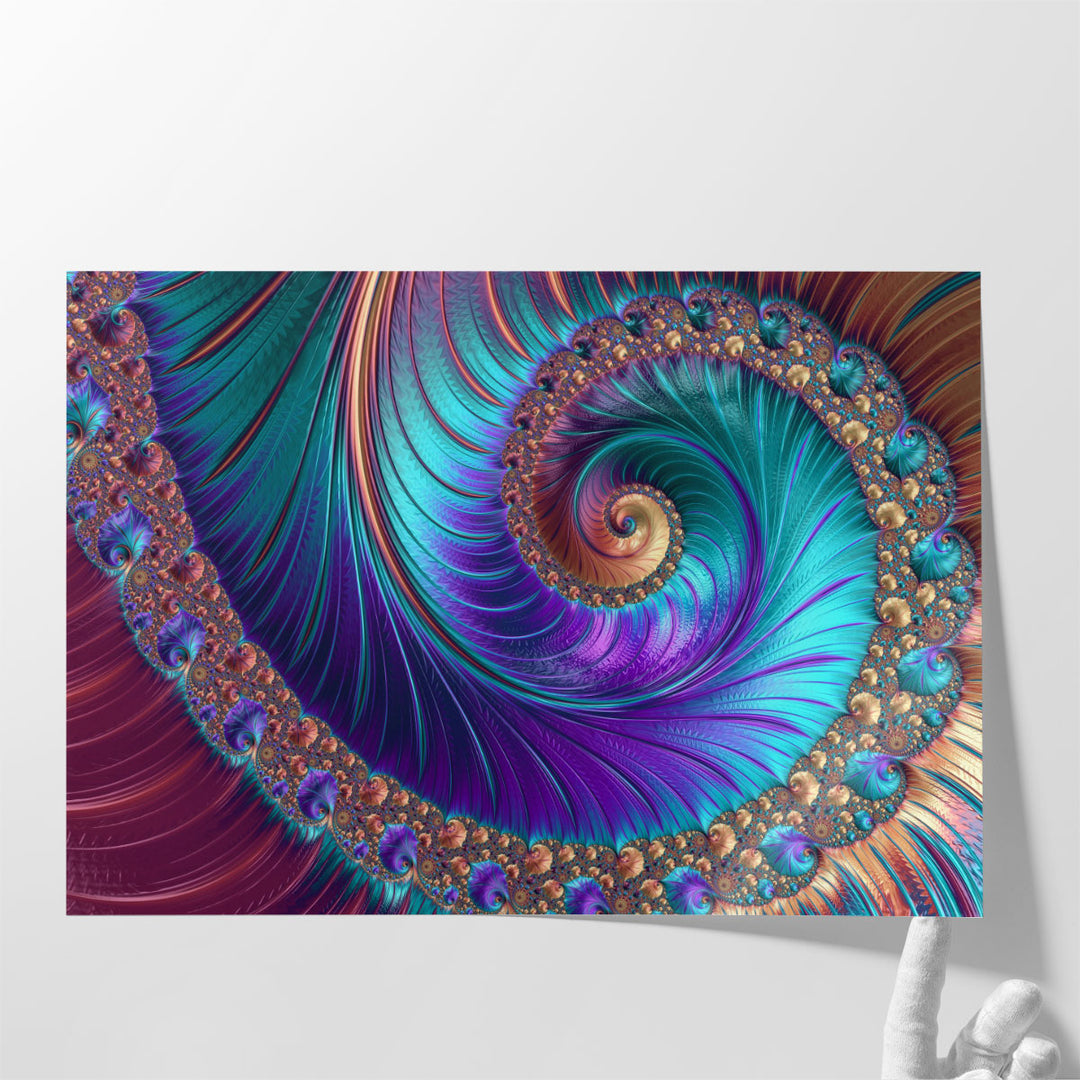 Abstract Blue Fractal Patterns - Canvas Print Wall Art
