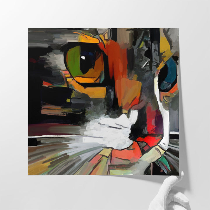 Face Of a Cat, Brushstroke Style Art - Canvas Print Wall Art