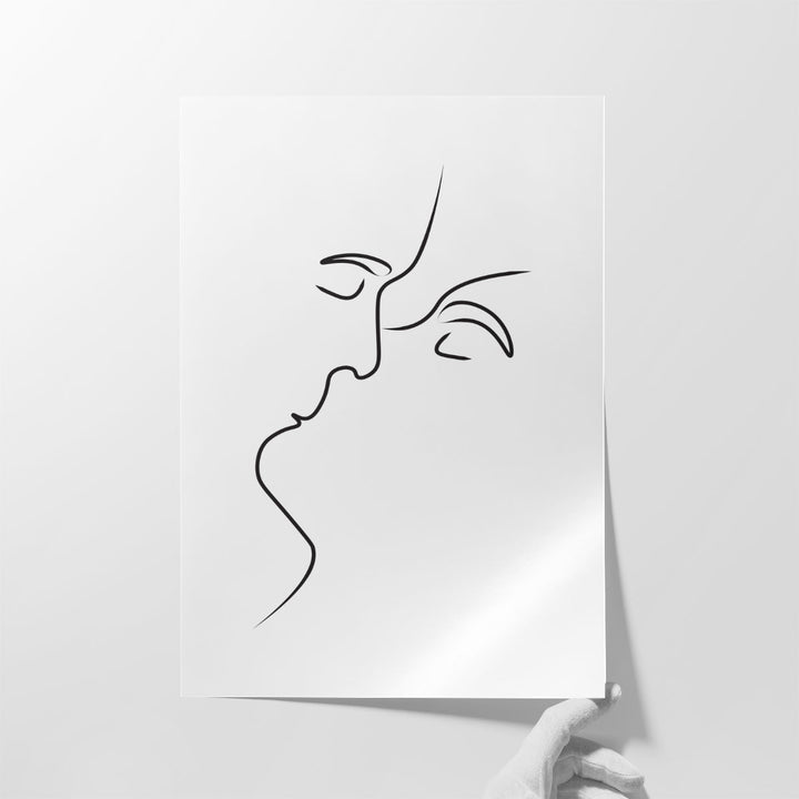 Kissing, A Line Art - Canvas Print Wall Art