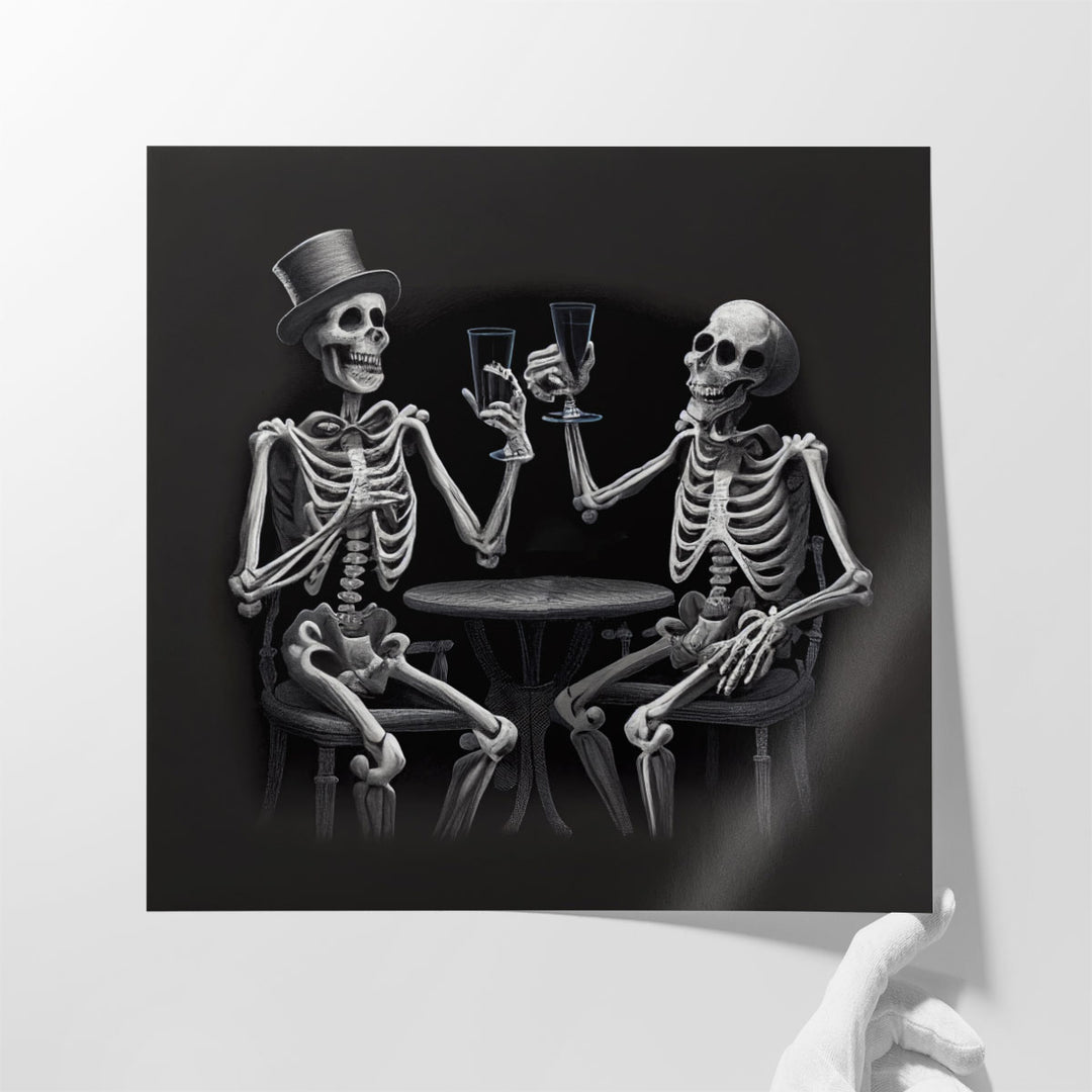 Skeleton V Black and White - Canvas Print Wall Art