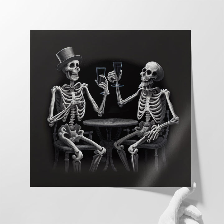 Skeleton V Black and White - Canvas Print Wall Art