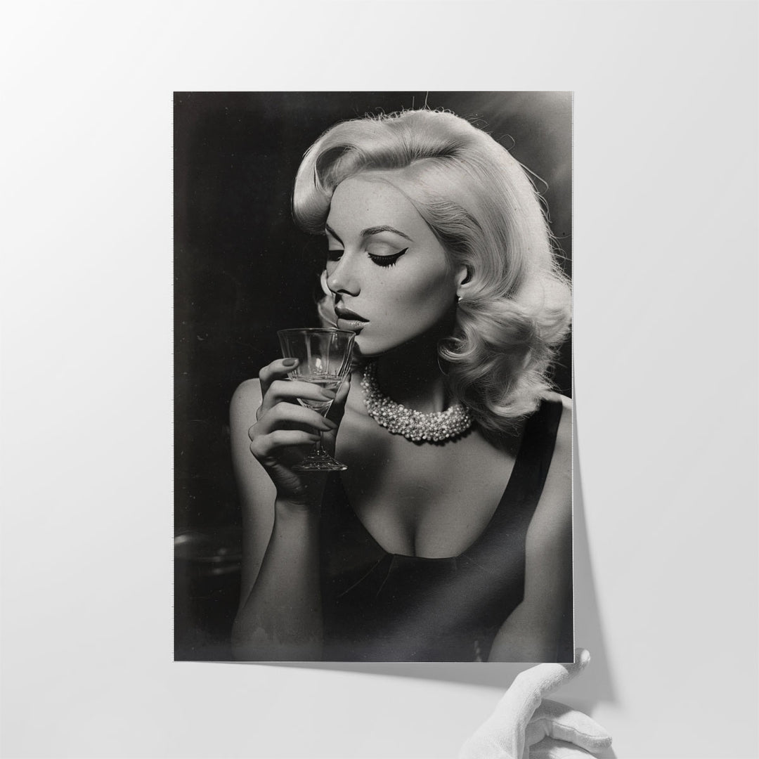 Martini Black And White - Canvas Print Wall Art