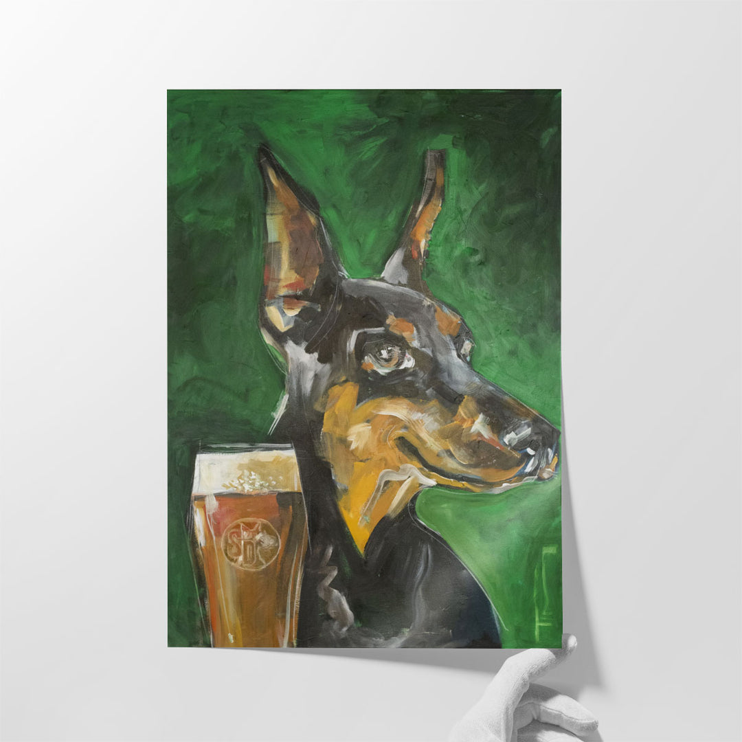 20x30 Canvas Print for Kitchen – dog and beer art