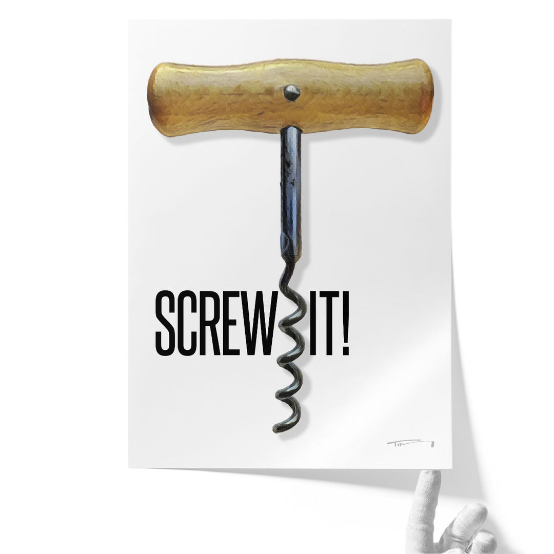 Screw It Poster Black and White - Canvas Print Wall Art