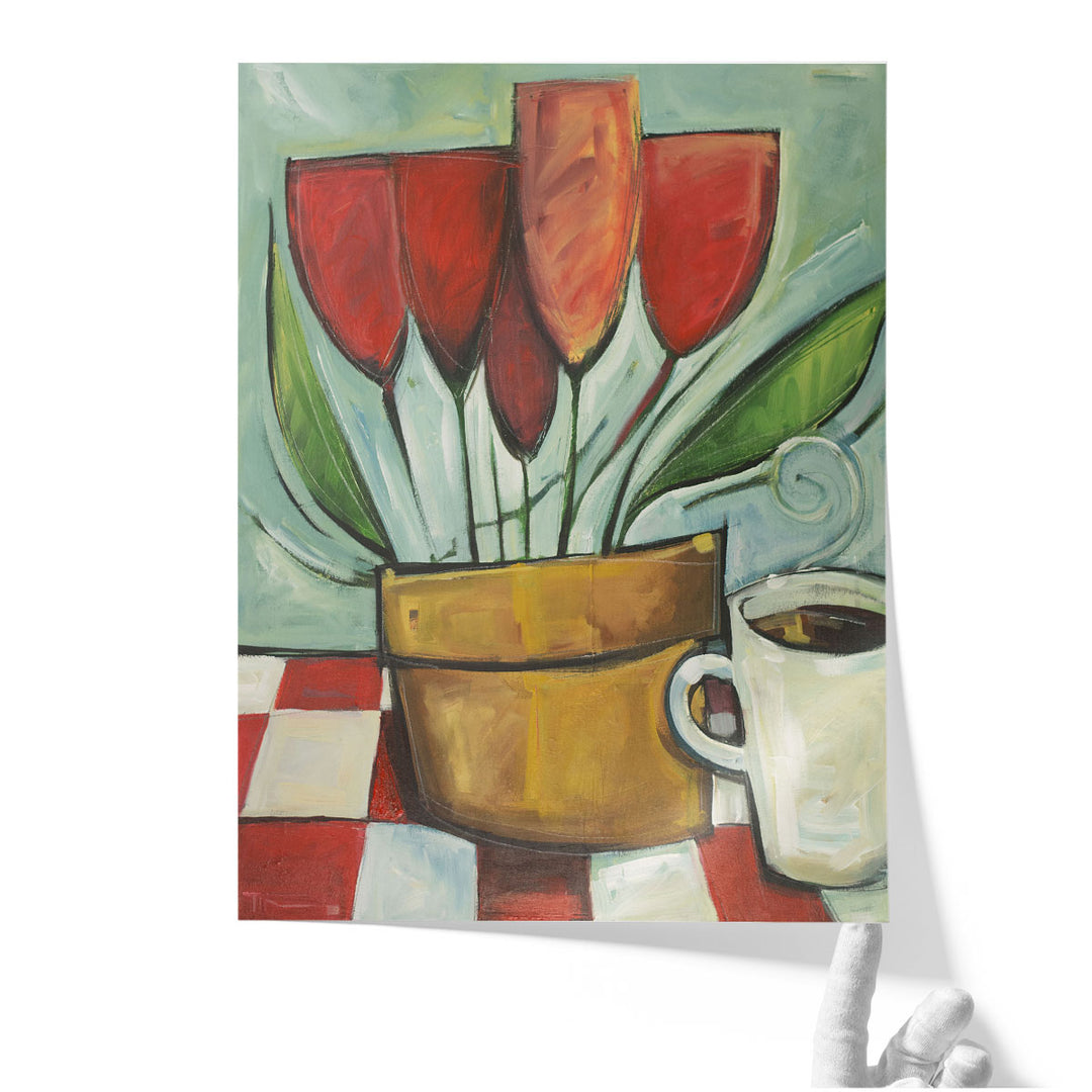 Tulips And Coffee Reprise - Canvas Print Wall Art