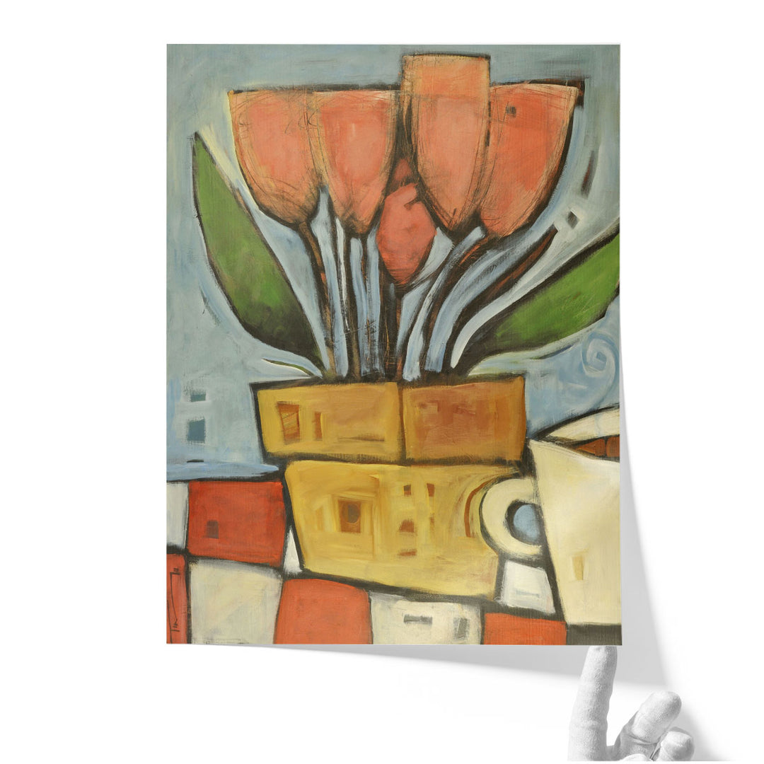 Tulips And Coffee - Canvas Print Wall Art