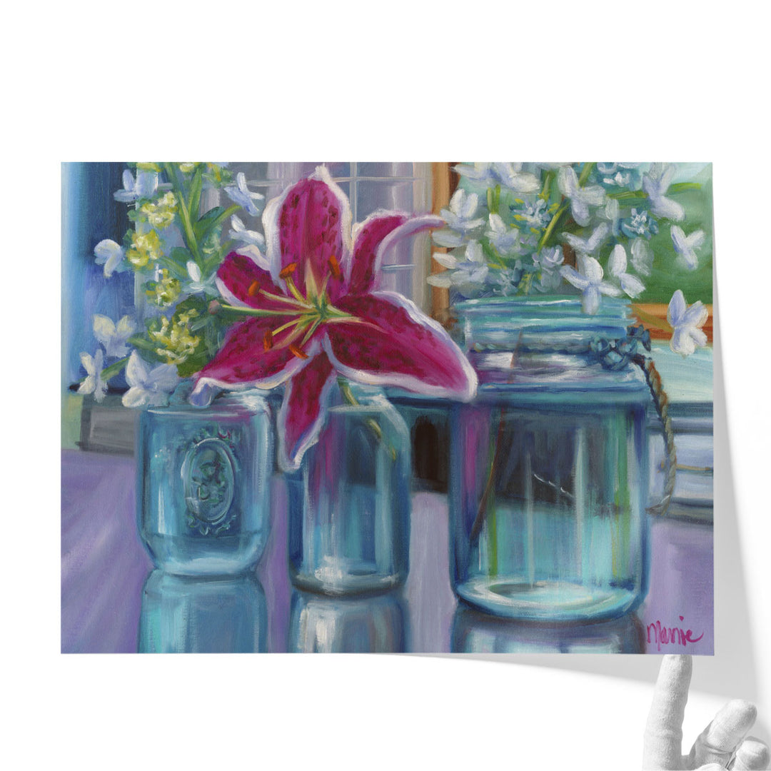 kitchen wall art – pink floral glass arrangement