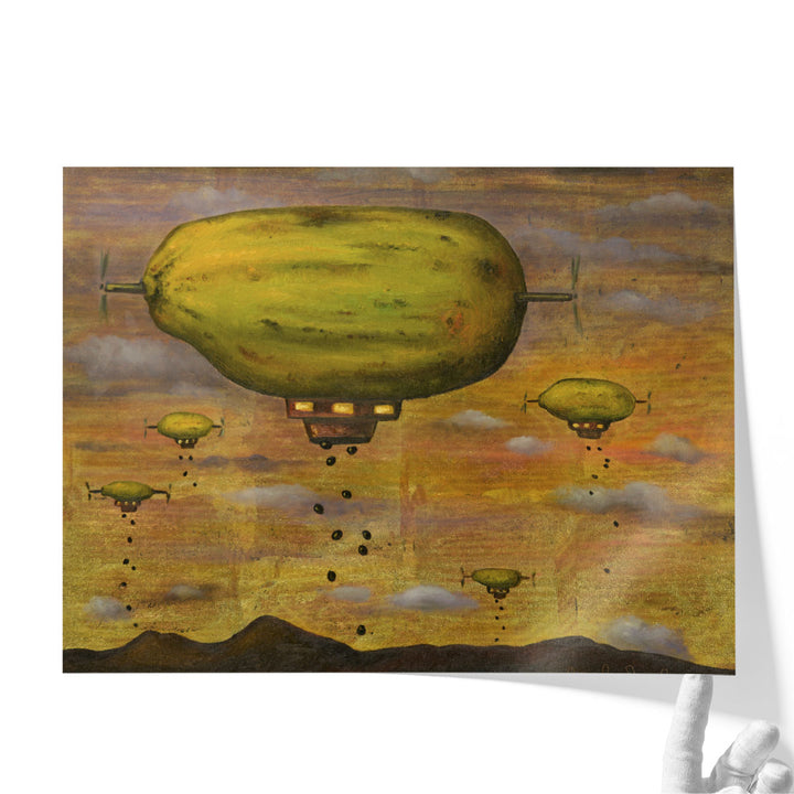kitchen wall art – neutral and yellow surreal style