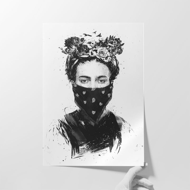 Rebel Girl Black and White - Canvas Print Wall Art