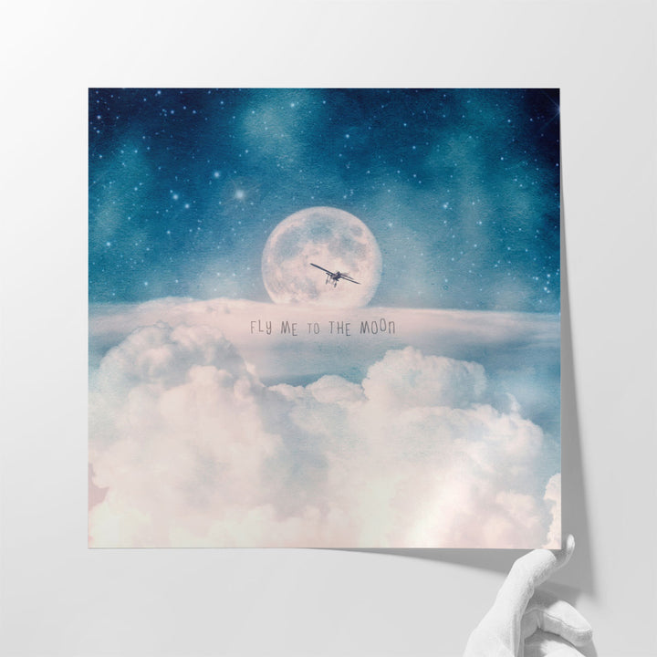 Moonrise Over the Clouds - Canvas Print Wall Art