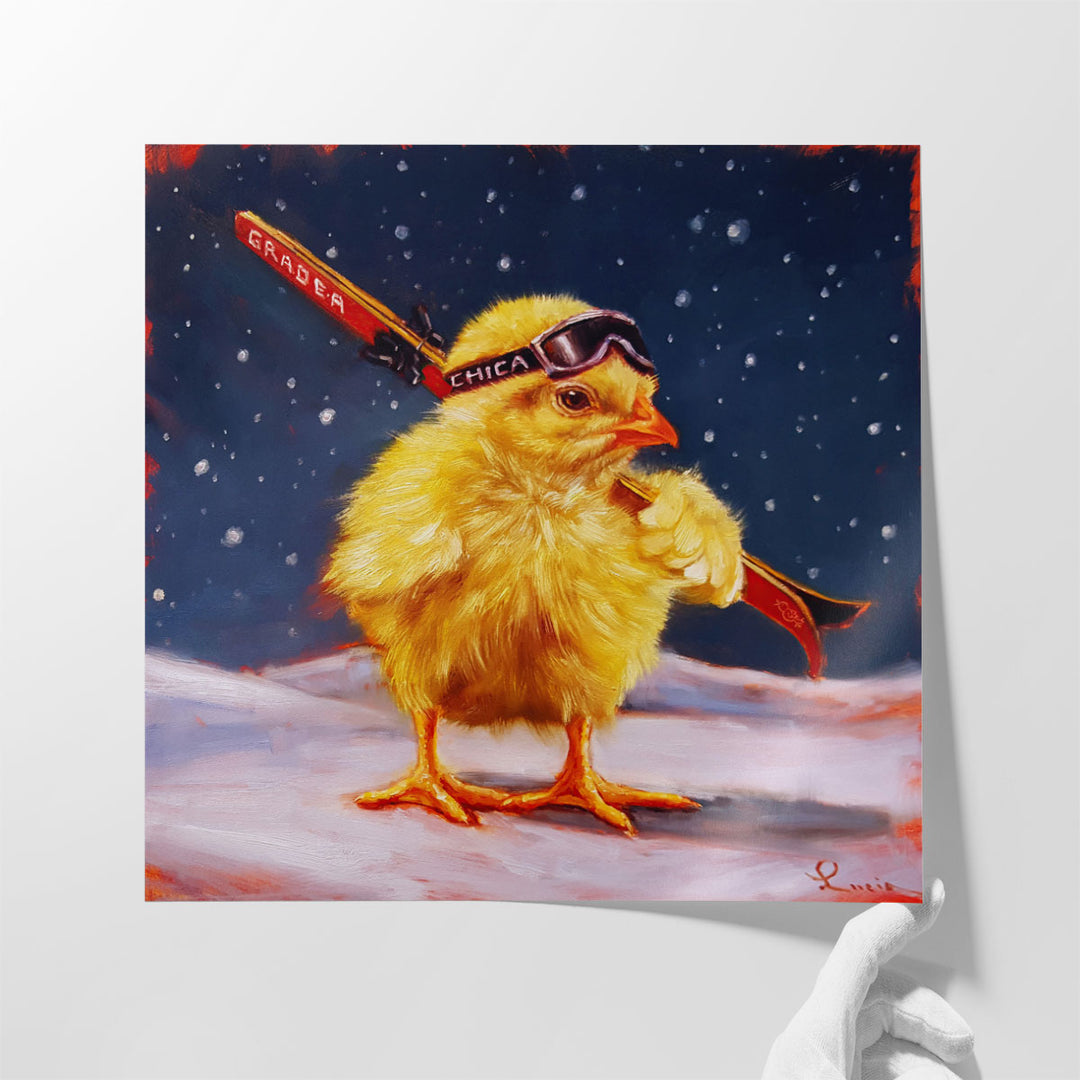 Chick With Sticks - Canvas Print Wall Art