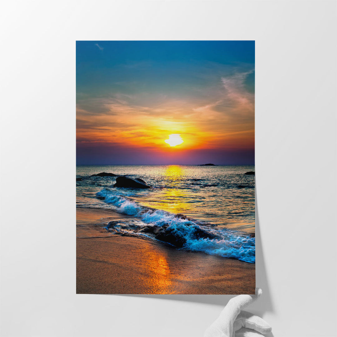 Colorful Sunset and The Seashore - Canvas Print Wall Art