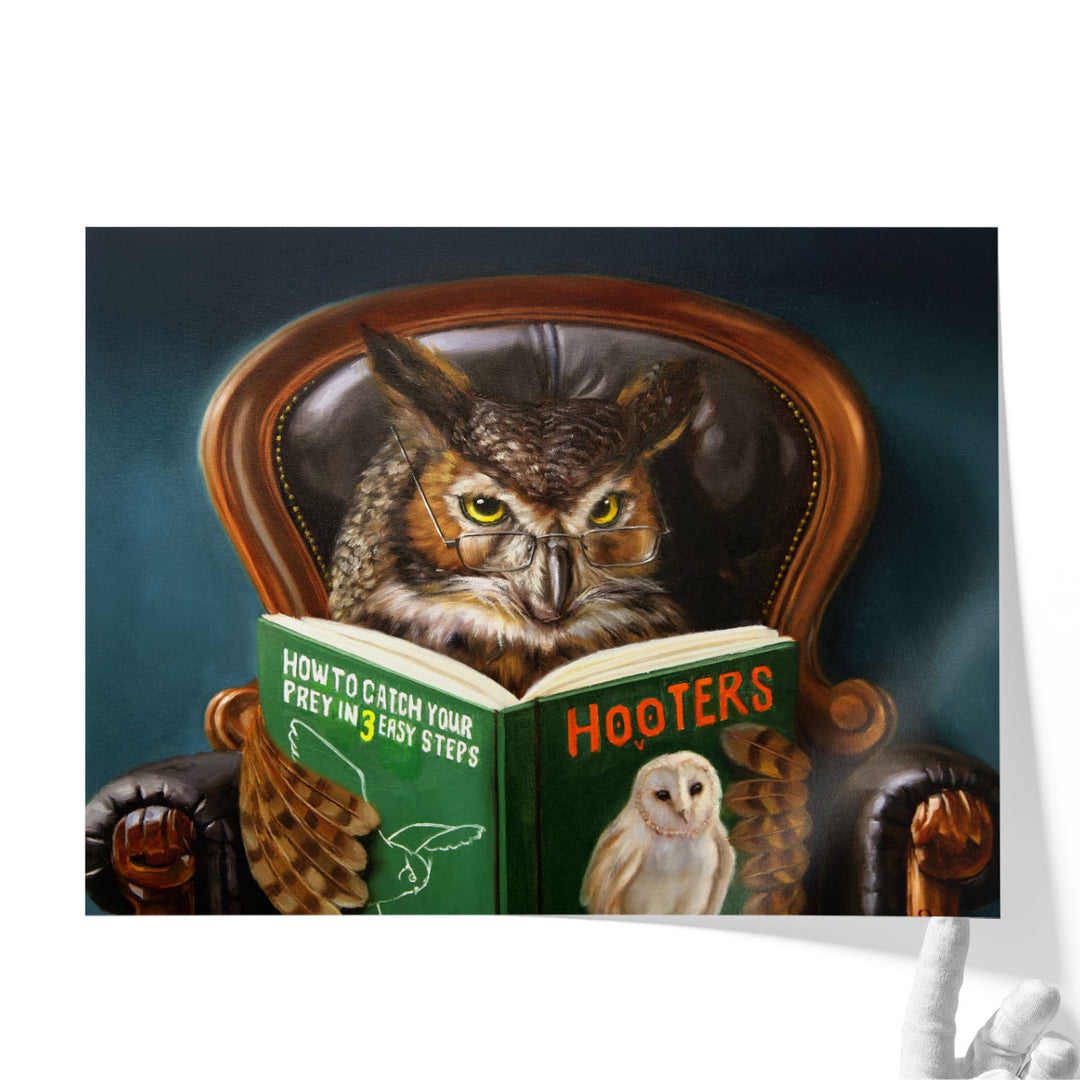 Owl With Book - Canvas Print Wall Art