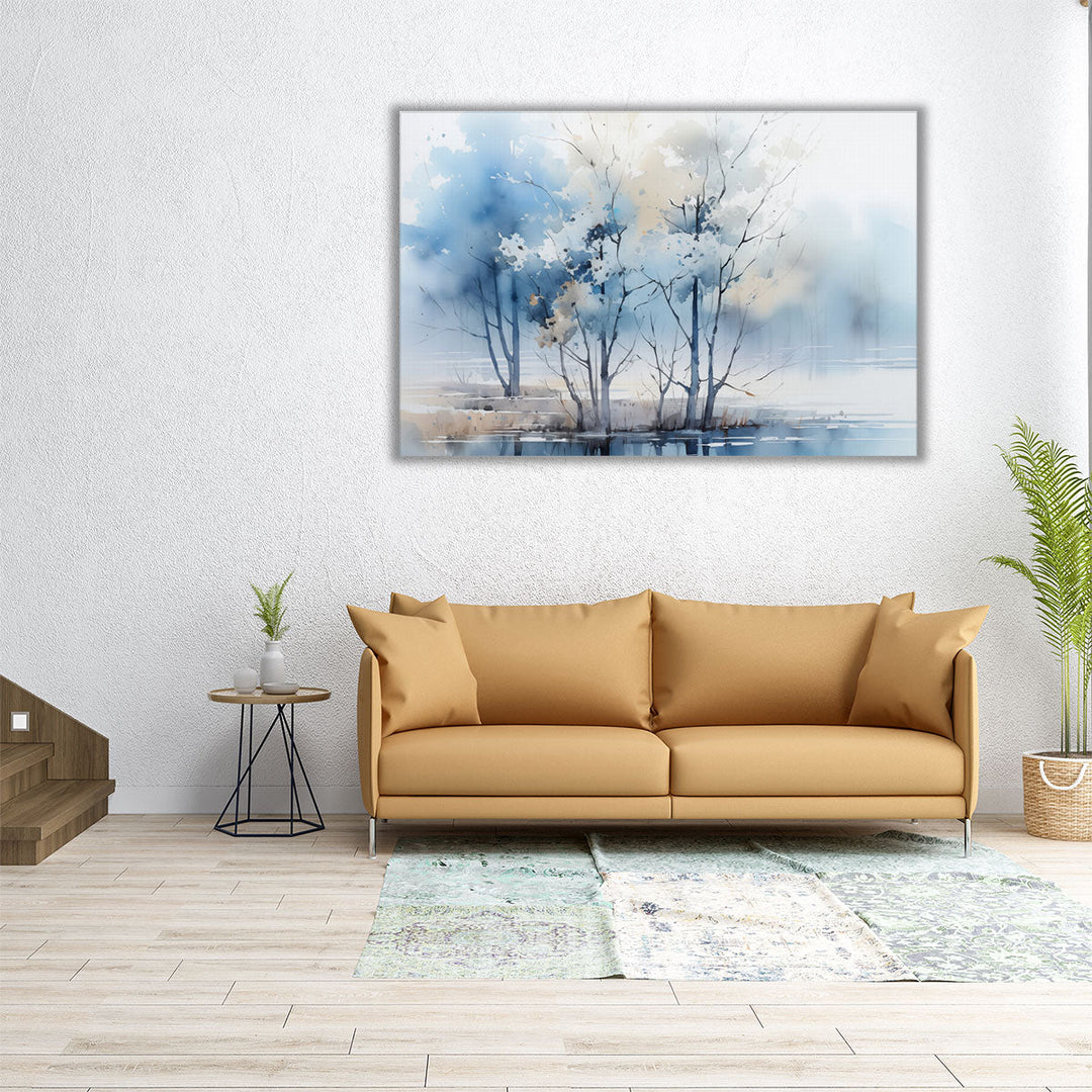 36x24 blue abstract forest wall art