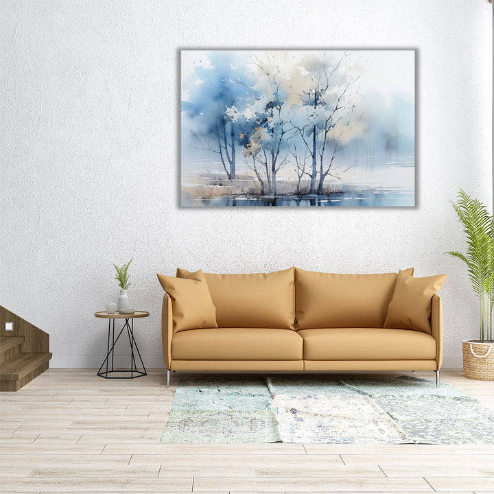 36x24 blue abstract forest wall art