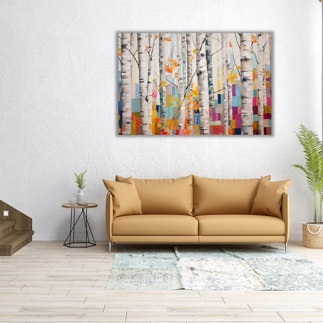 Playful Birch Grove - Canvas Print Wall Art
