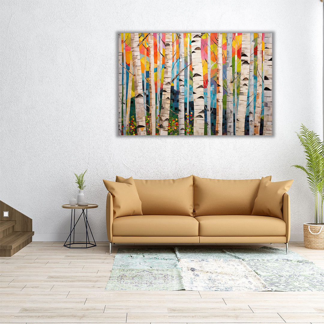 Playful Birch Grove 2 - Canvas Print Wall Art