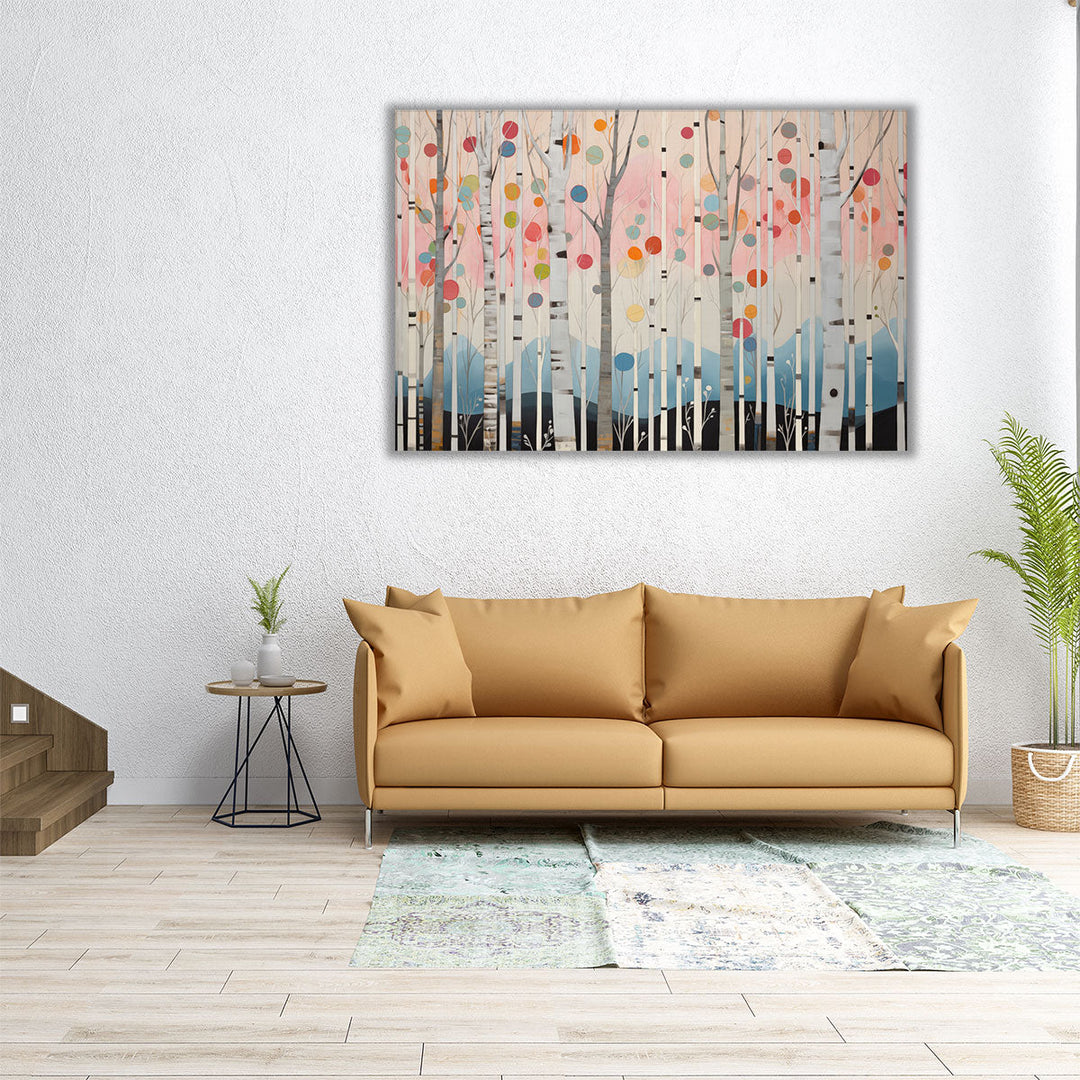 Modern hallway decor colorful forest canvas print