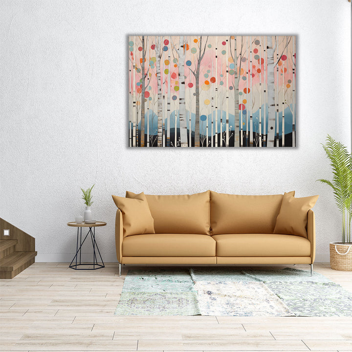 Modern hallway decor colorful forest canvas print