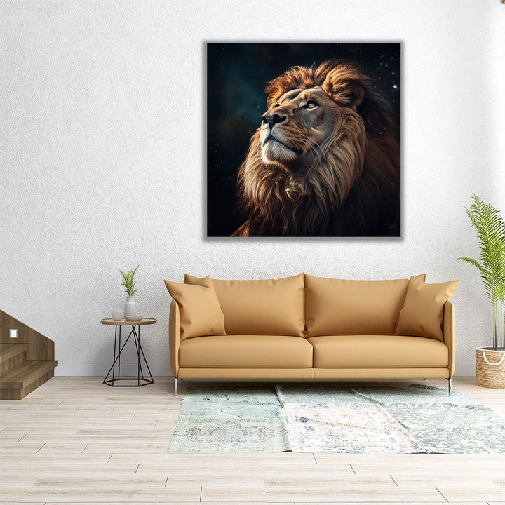Lion Staring at The Sky - Canvas Print Wall Art