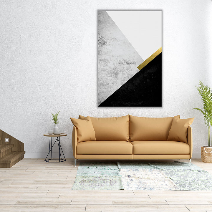 Black Grey Gold Mountains 1 - Canvas Print Wall Art