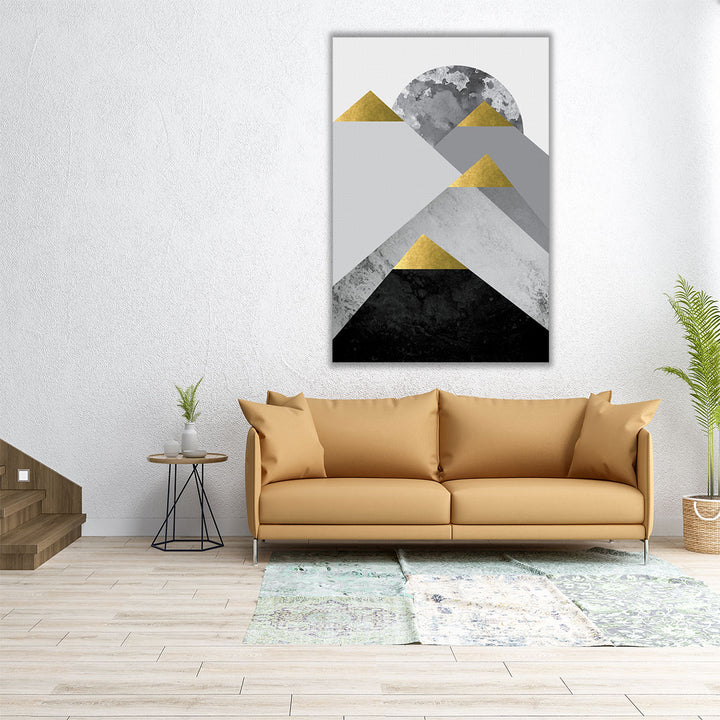 Black Grey Gold Mountains 2 - Canvas Print Wall Art