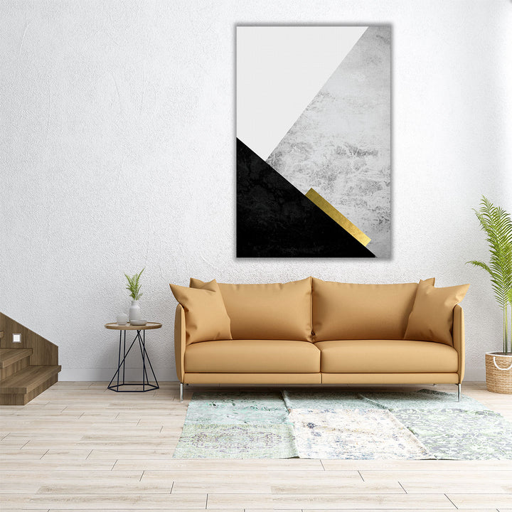 Black Grey Gold Mountains 3 - Canvas Print Wall Art