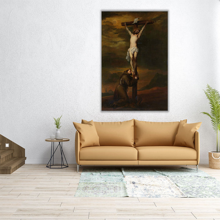 St Francis at the Foot of the Cross - Canvas Print Wall Art