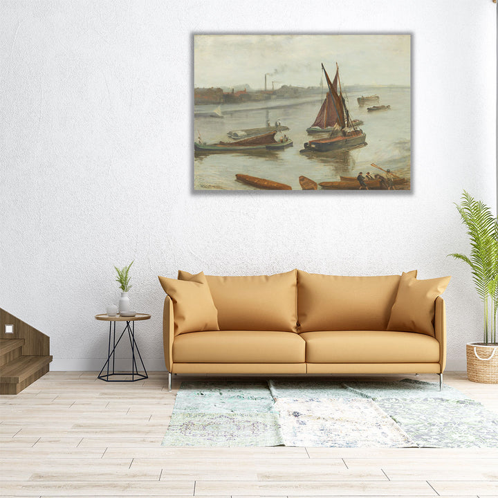 Old Battersea Reach - Canvas Print Wall Art