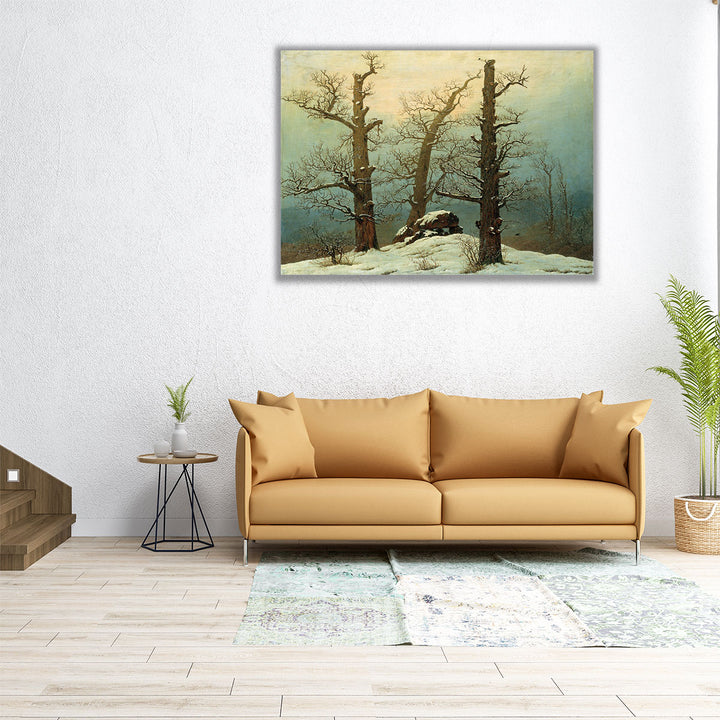 Cairn in Snow - Canvas Print Wall Art