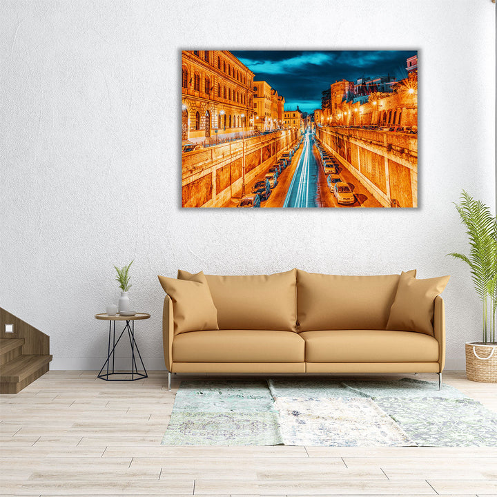 Beautiful Landscape of Rome City Through Street - Canvas Print Wall Art