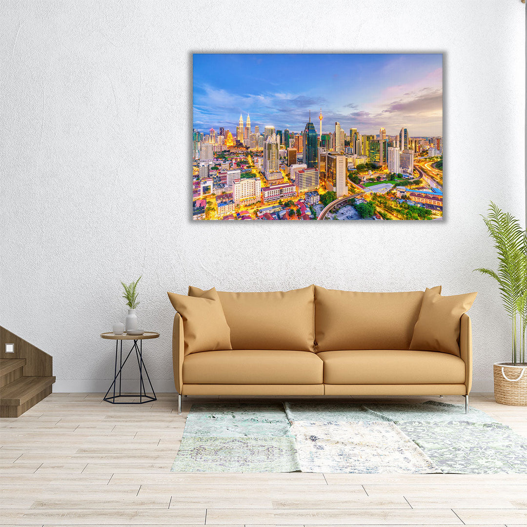 Downtown Kuala Lumpur at Twilight Malaysia - Canvas Print Wall Art