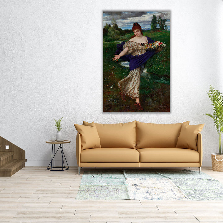 Flora, Scattering Flowers - Canvas Print Wall Art