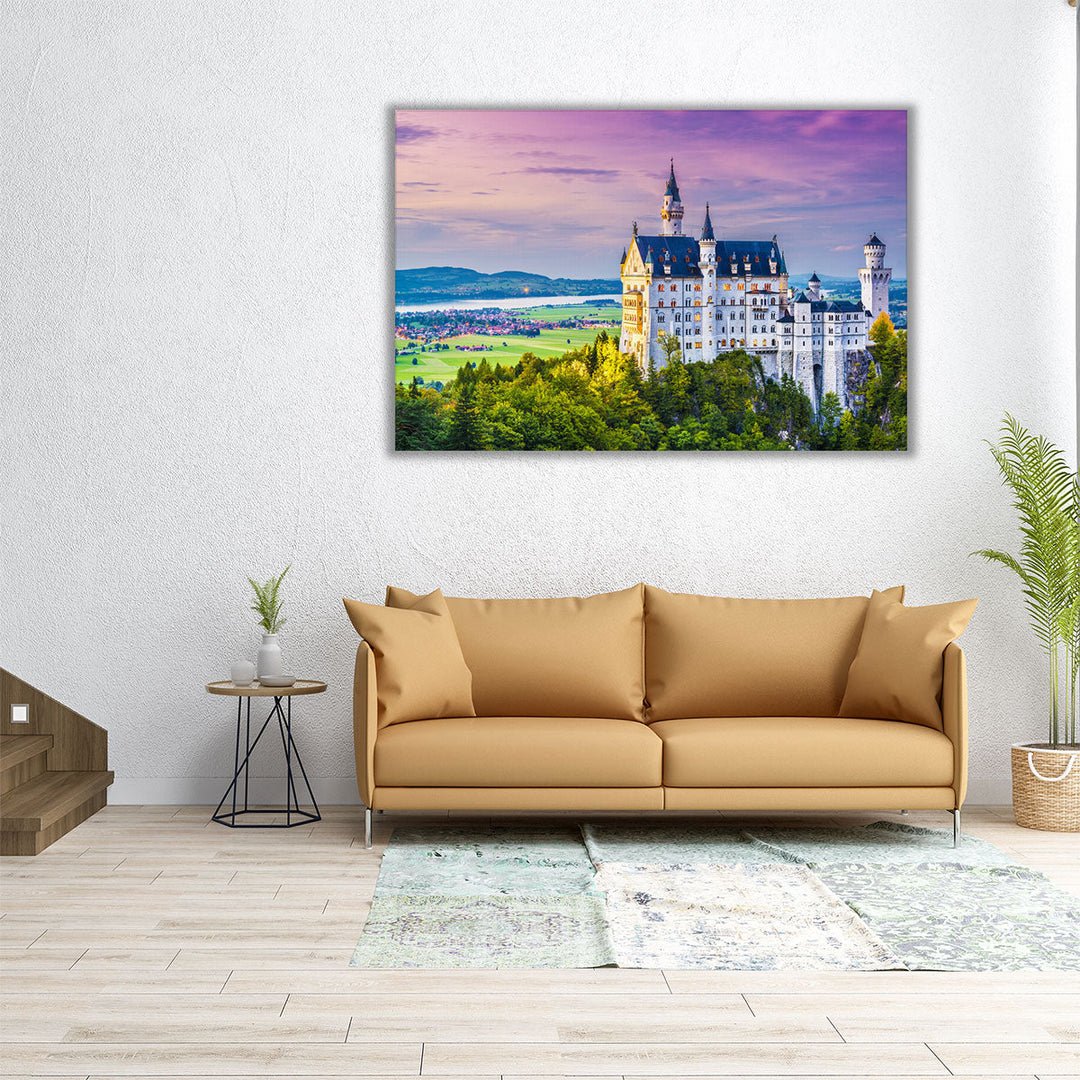45x60 canvas of Neuschwanstein Castle with lush landscape