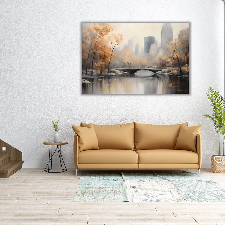 Central Park's Autumn Arch - Canvas Print Wall Art